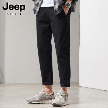 Jeep吉普2023新款小西褲男士秋季新款寬松直筒修身帥氣休閑長褲子