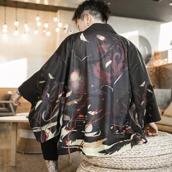 中國風佛系男裝漢服男古風浮世繪日式和服羽織開衫防曬衣道袍披風
