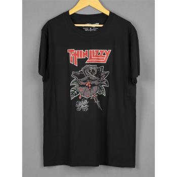 Thin Lizzy T恤 Black Rose Rainbow 搖滾樂隊短袖美式 T-Shirt
