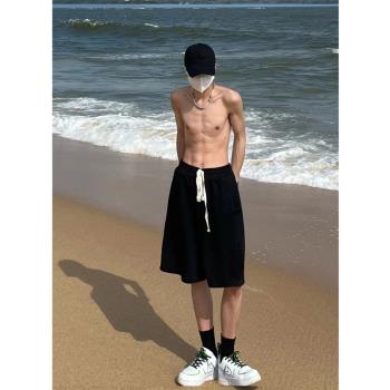 美式短褲男夏季速干沙灘褲可下水寬松過膝六七分褲冰絲運動籃球褲
