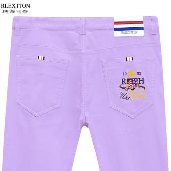 Polo淺紫色保羅刺繡秋季牛仔褲