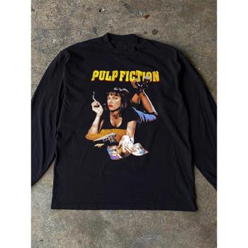 Pulp Fiction昆汀低俗小說美式復古vintage印花長袖男女高級感T恤