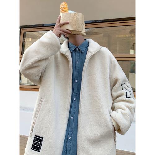 羊羔毛外套男裝2025新款美式高街棉衣男初中高中大學生棉服大碼