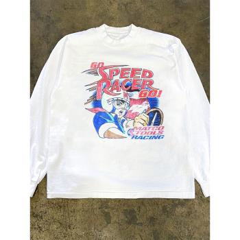 Speed Racer極速賽車手美式oldschool寬松圓領長袖男女高級感T恤