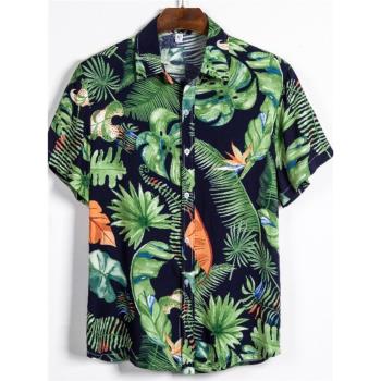 男沙灘印花夏威夷短袖襯衫CS129 Hawaiian printed short sleeves