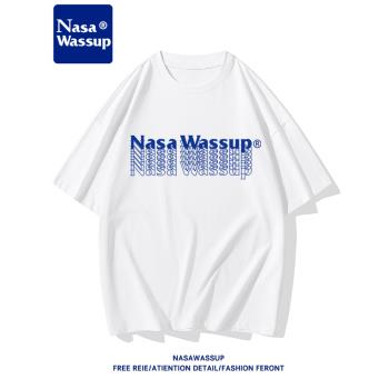 Nasa Wassup聯名短袖t恤男款半袖夏季潮牌夕陽設計感純棉寬松上衣