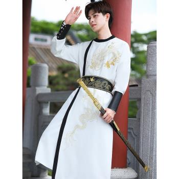 白色武俠風明制圓領袍錦衣衛漢服