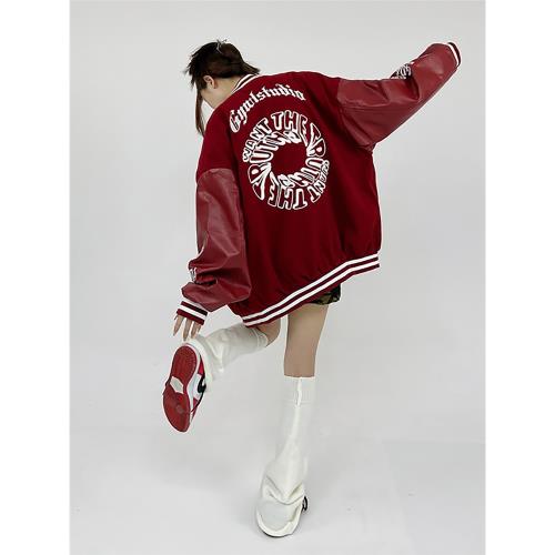 CEDY 美式復古字母刺繡高街vibe風棒球服女ins潮嘻哈寬松上衣外套