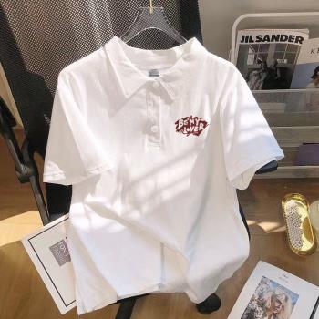 美式重磅純棉短袖polo衫男生夏季ins潮牌寬松休閑情侶半袖上衣服