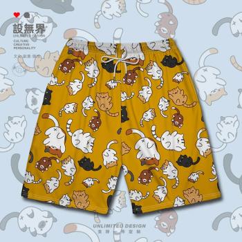 貓咪可愛沙雕萌寵日系運動短褲