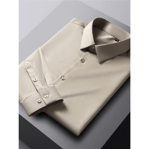 潮長袖休閑免燙抗皺微彈力襯衫