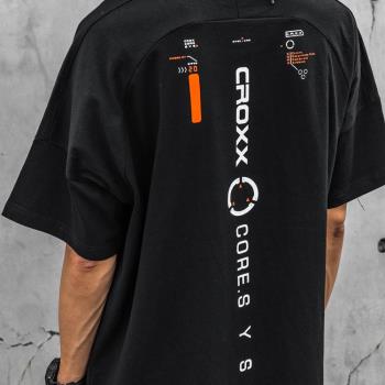 CRNXX 22SS 夏季男裝短袖男T恤機能拼接科技科幻印花TEE賽博朋克