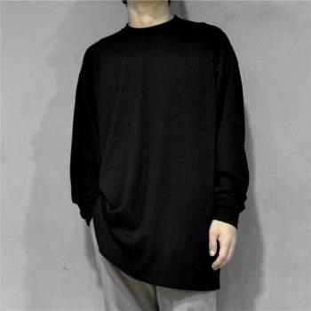 bboy寬松嘻哈bkdmg街頭old school重磅hiphop純色加厚小領口長袖