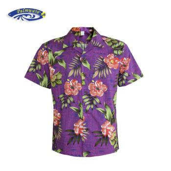 棕櫚浪夏季新款沙灘襯衣夏威夷短袖純棉襯衫大碼印花休閑寬松度假