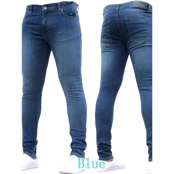 jeAns夏季做舊薄款修身牛仔褲