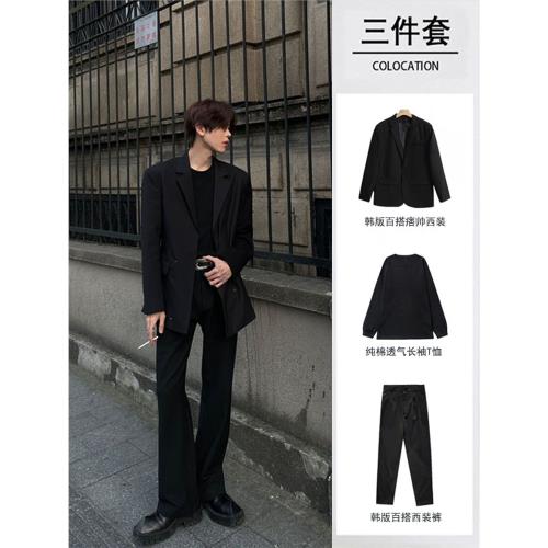 春秋季休閑輕熟風寬松西服套裝