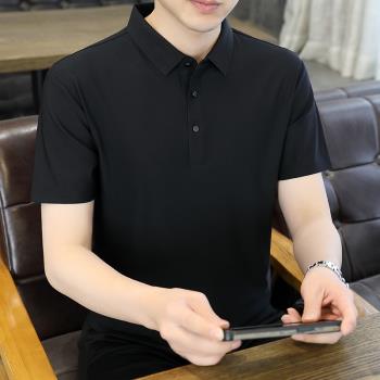 新款絲光棉夏季短袖男士T恤修身翻領保羅POLO衫純棉男裝彈力上衣
