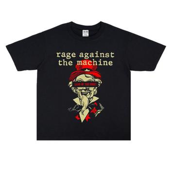 討伐體制樂團Rage Against The Machine搖滾個性印花T恤短袖男女
