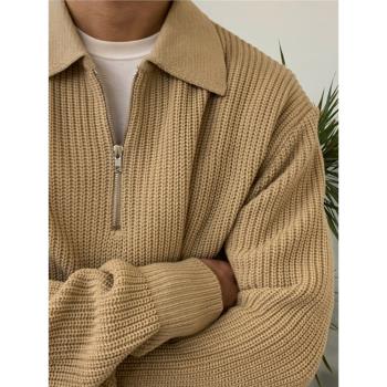 Polo美式毛衣慵懶半拉鏈針織衫