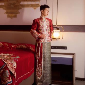 新郎中式男裝重工龍鳳褂結婚禮服