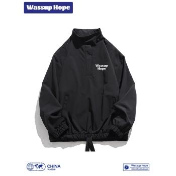 Wassup Hope秋季新款半拉鏈套頭夾克男士運動沖鋒衣外套中國潮牌