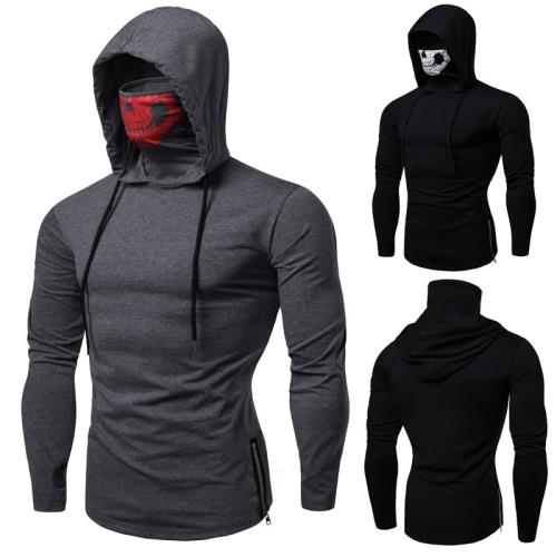 Elastic fitness ninja suit men hooded long-sleeved T-shirt