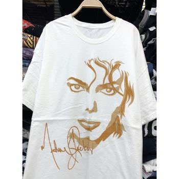 Michael Jackson邁克爾杰克遜致敬素描人像印花短袖男女高街T恤棉