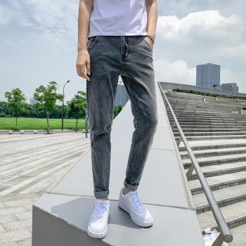 夏季薄款九分韓版修身男裝牛仔褲