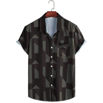 Men's beach short-sleeved Hawaiian casual printed shirt
