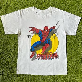 Spider-Man蜘蛛俠卡通動漫oversize美潮炸街小領口短袖男女T恤棉