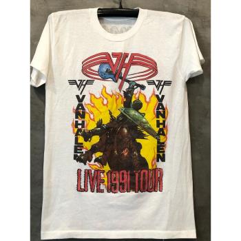 Van Halen范·海倫樂隊歐美高街搖滾cityboy重磅棉短袖男女T恤潮