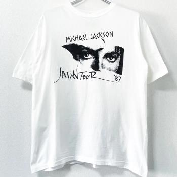 致敬Michael Jackson邁克爾杰克遜美式復古高街男女小領口短袖T恤