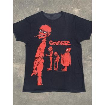 Gorillaz街頭頑童樂隊歐美高街vibe嘻哈復古vintage男女短袖T恤棉