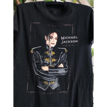 Michael Jackson邁克爾杰克遜美潮人像印花短袖高街痞帥純棉T恤男