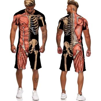 Skeleton 3D Printed T-Shirt Shorts Set骨骼3D印花 T恤短褲套裝