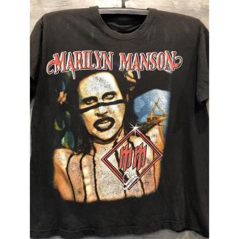 Marilyn Manson瑪麗蓮曼森高街FOG哥特風搖滾人像印花男女短袖T恤