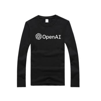 春秋新款埃隆馬斯克Open AI人工智能程序印花長袖純棉圓領T恤衫
