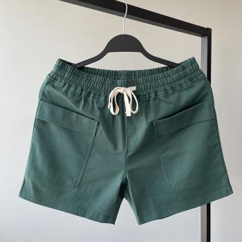 潮墨綠色寬松硬漢風3分工裝短褲