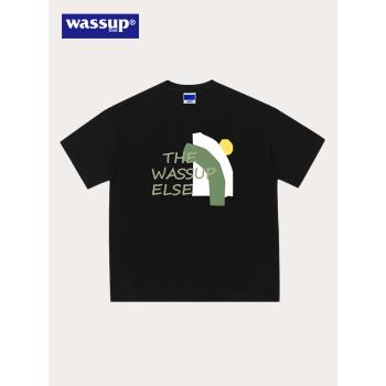 WASSUP官方短袖男t恤衫女夏季寬松半袖情侶裝小眾設計高級感夏裝