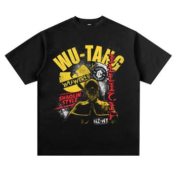 Wu-Tang Clan武當派說唱HIP-HOP印花短袖T恤寬松街頭BBOY Rap TEE