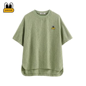PANCOAT 夏季新款美式純色短袖T恤男休閑百搭基礎款五分袖上衣服