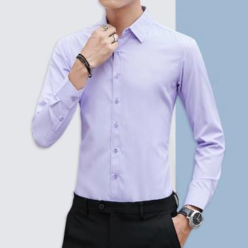 tb淡紫色長袖西裝休閑大碼襯衫