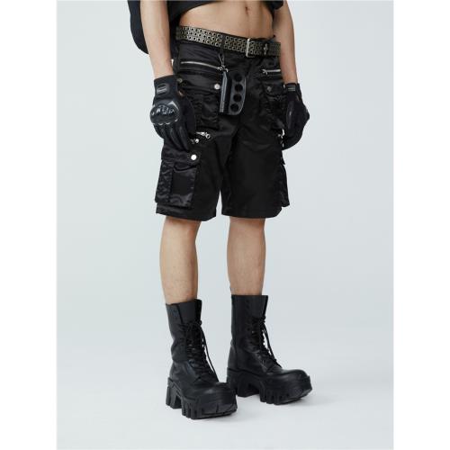 FRKM SCD 23SS  多拉鏈多口袋短褲 夏季新款寬松直筒黑色休閑褲男