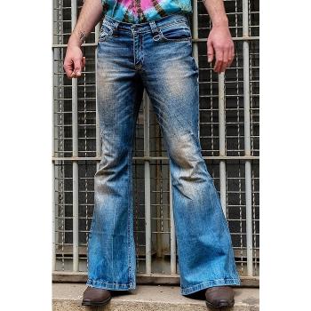 亞馬遜外貿牛仔褲男士復古風新款彈力港風喇叭男牛仔褲men jeans