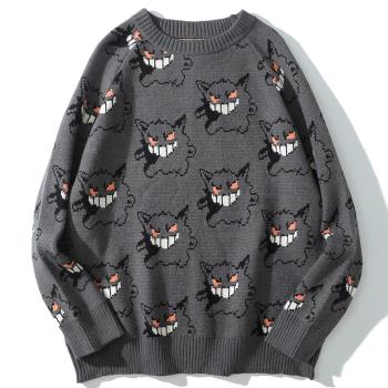2XL Sweater Men Harajuku Gengar Hip Hop Streetwear Oversize