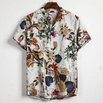 Summer Floral Loose Baggy Casual Holiday Shirts Tee Tops短袖