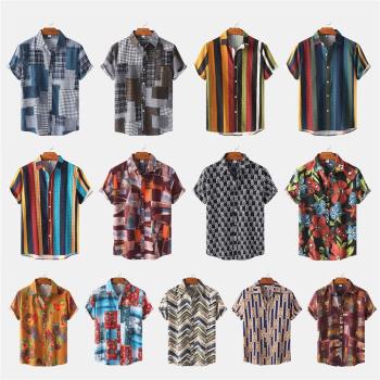 2022 summer floral short-sleeved floral men Hawaiian shirt