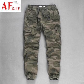 AF&LF迷彩重磅純棉多口袋束腳褲