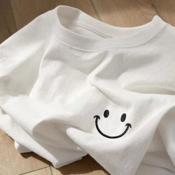 白色純棉短袖T恤男2023新款設計感小眾情侶ins潮港風潮牌寬松上衣