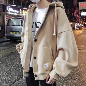 簡約純色ins秋冬季休閑連帽外套